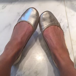 Gold J.Crew ballet flats